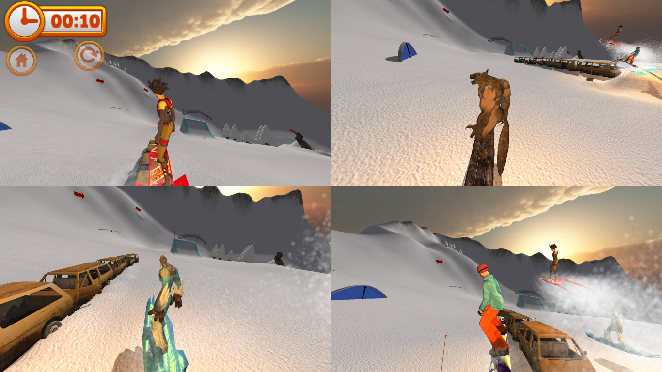 Mad Snowboarding Split Screen Mode, 4 players