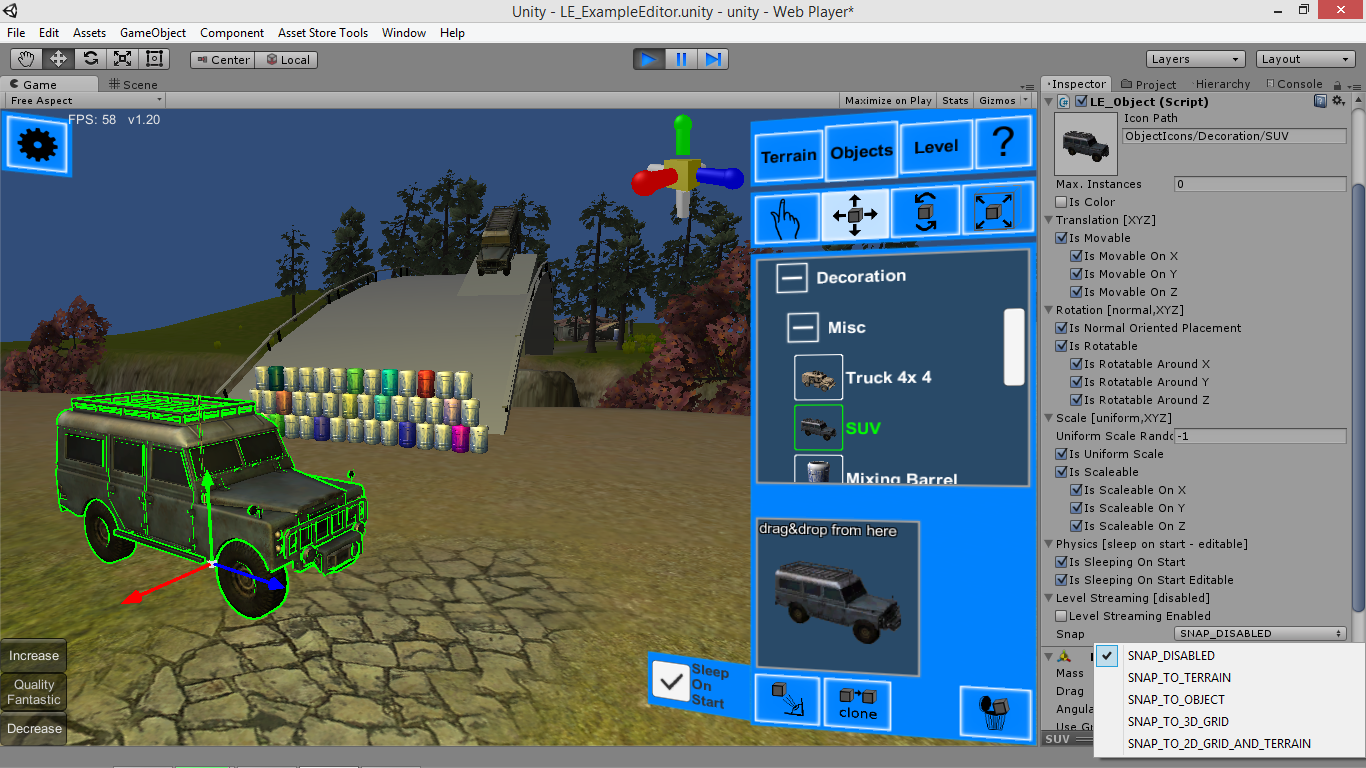 Multiplatform Runtime Level Editor screenshot